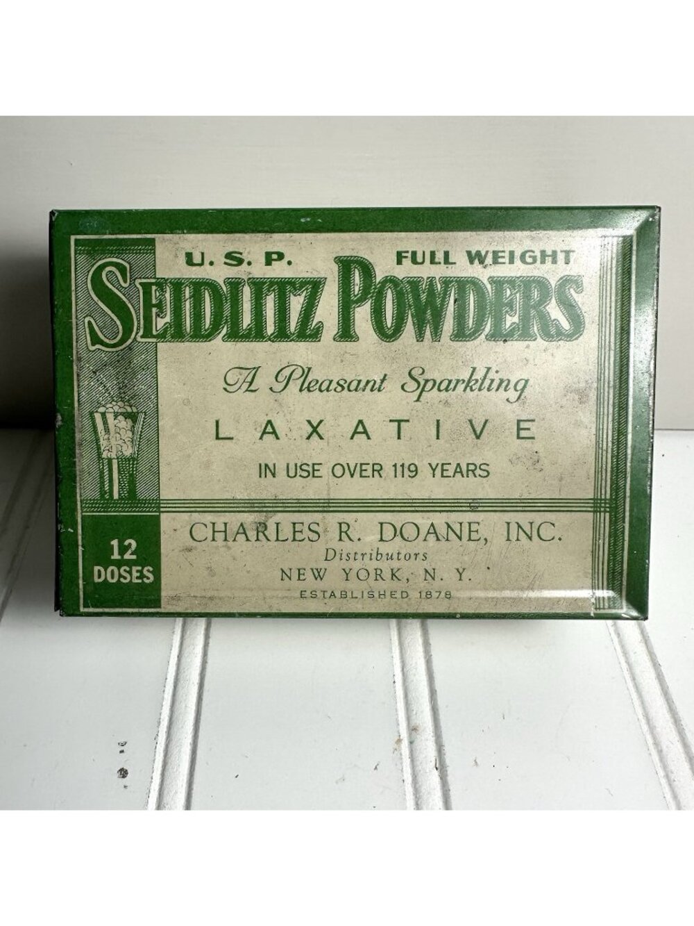 Vintage Green Tin Seidlitz Powders Charles R Doane Inc New York